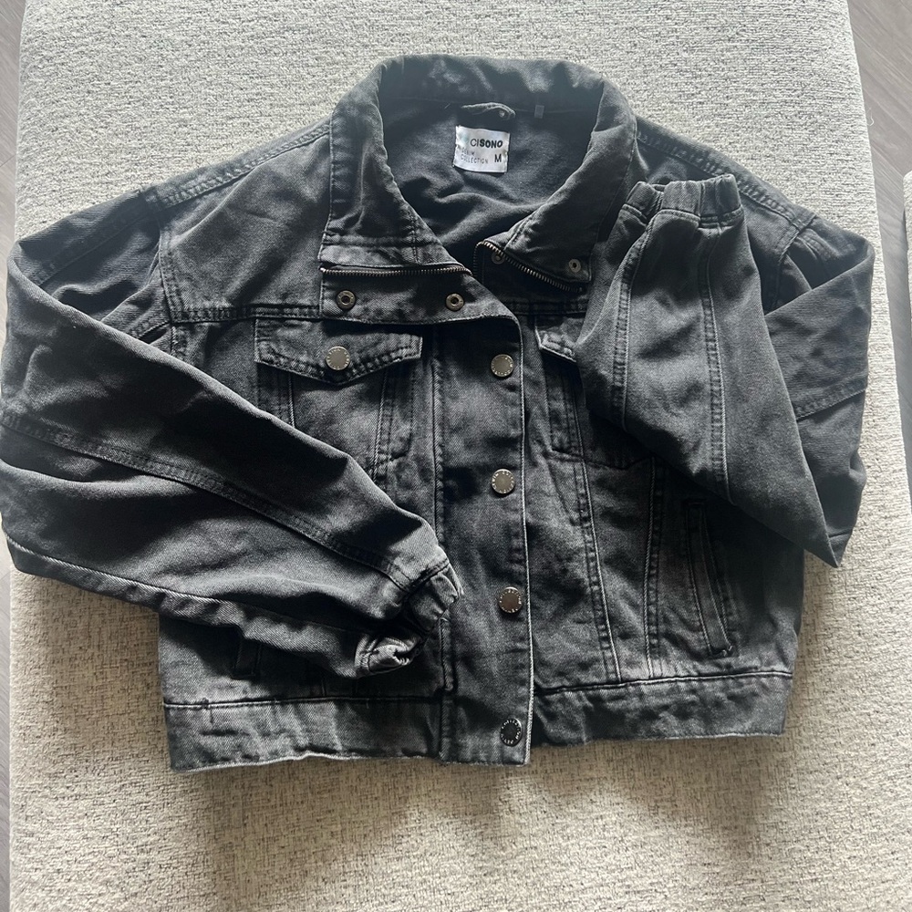 Classic Gray Jean Jacket Cropped Length